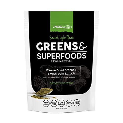 PEScience Greens & Superfoods Powder, 30 Servings, Natural Chlorophyll with Turkey Tail Mushroom & Fruit Extracts Blend