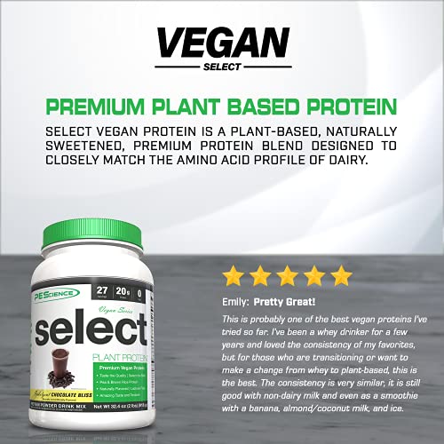 PEScience Select Vegan Plant Based Protein Powder, Chocolate, 27 Serving, Pea and Brown Rice Blend